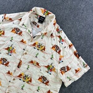 Disney BoxLunch Goofy & Mickey Western Button-Up Short Sleeve Shirt Mens Medium